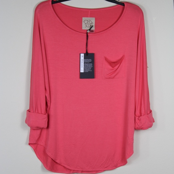 Chaser Tops - NWT Chaser Cool Jersey Open Neck Top.